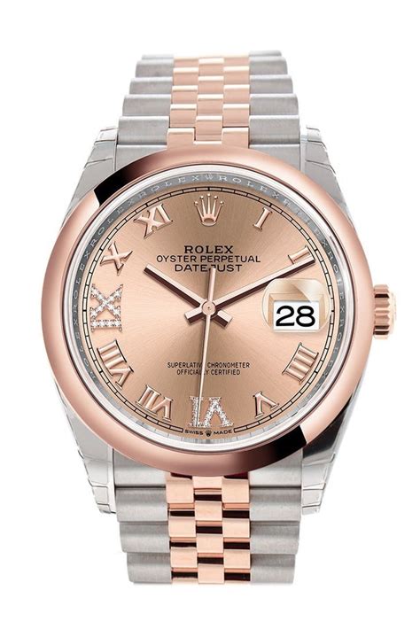 rolex datejust 36 rose gold grey face|Rolex 36mm Datejust diamond bezel.